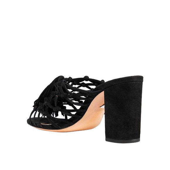 Schutz Tassle Block Heel size 8.5 VEUC Black - Picture 2 of 6